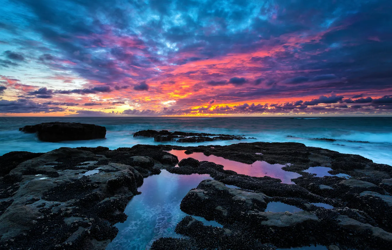 Фото обои пейзаж, камни, океан, расвет, Oregon Coast