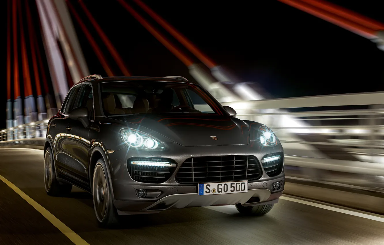 Фото обои porsche, night, cayenne turbo