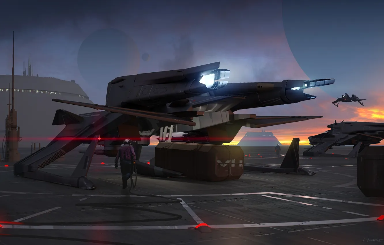 Фото обои Mustang, площадка, звездолет, Star Citizen