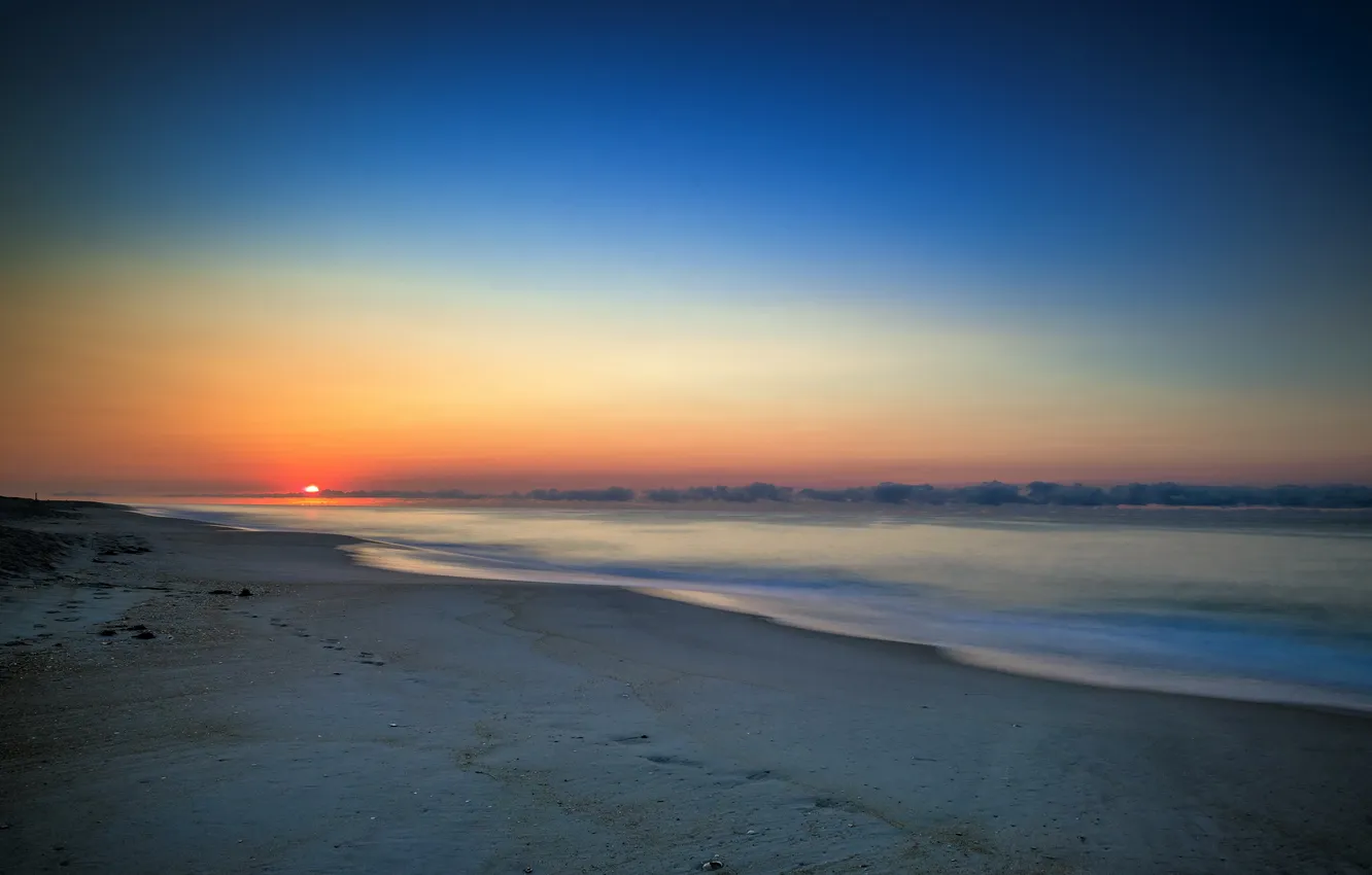 Фото обои море, пляж, пейзаж, закат