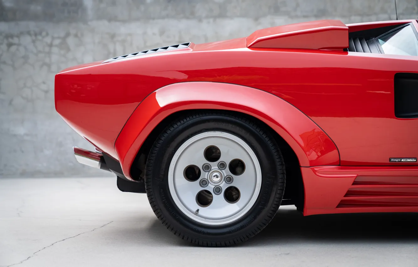 Фото обои Lamborghini, red, lambo, Countach, wheel, Lamborghini Countach 5000QV