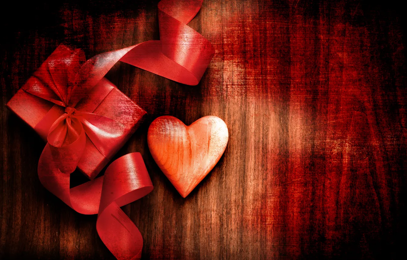Фото обои праздник, подарок, сердце, День Святого Валентина