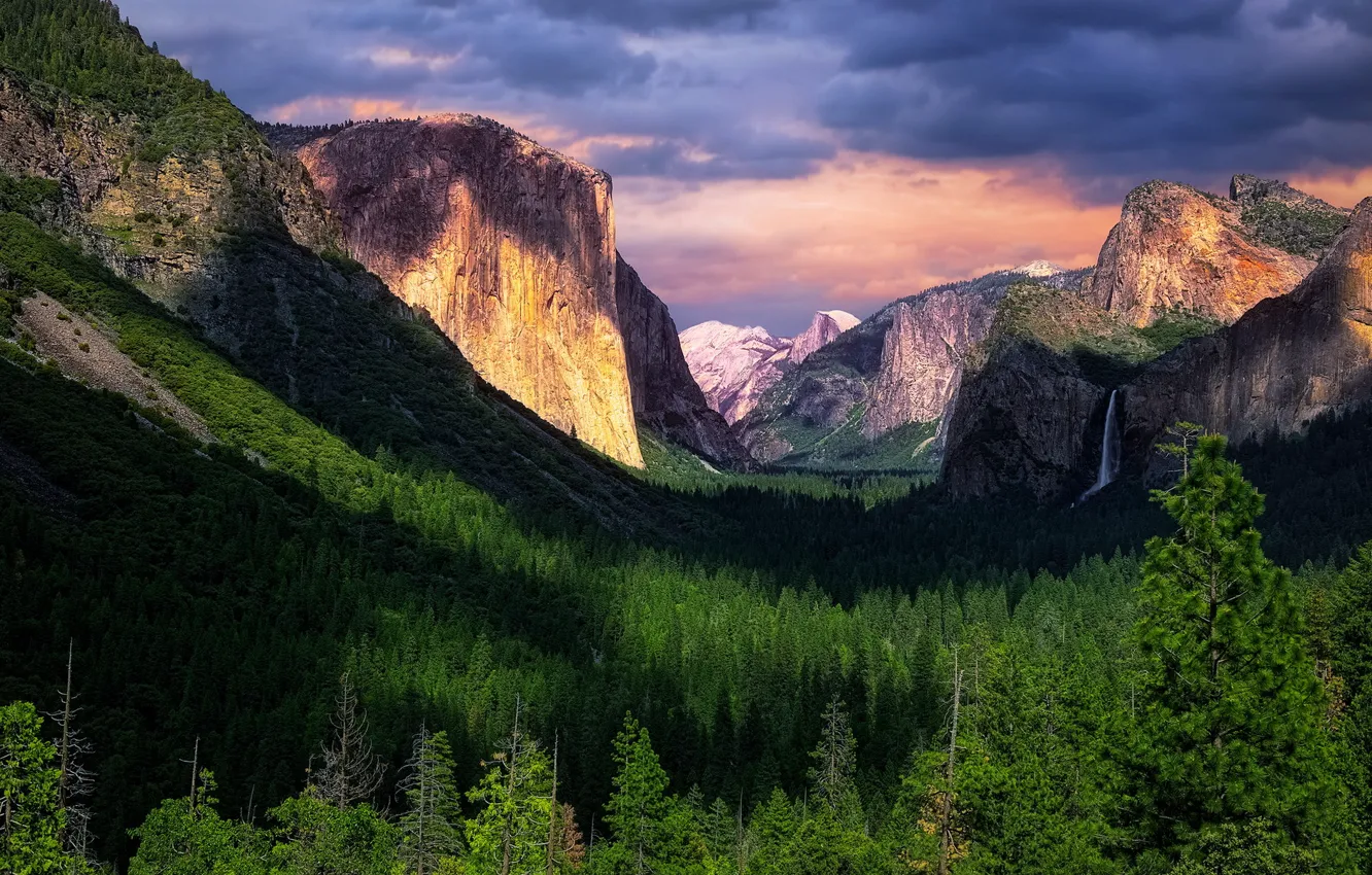 Фото обои Sunset, Cloudy, Day, Yosemite National Park