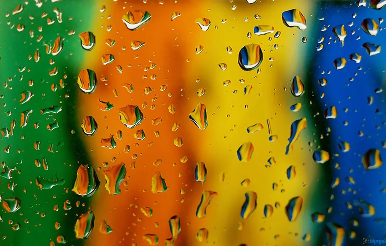 Фото обои вода, капли, поверхность, macro, rain drops on mirror