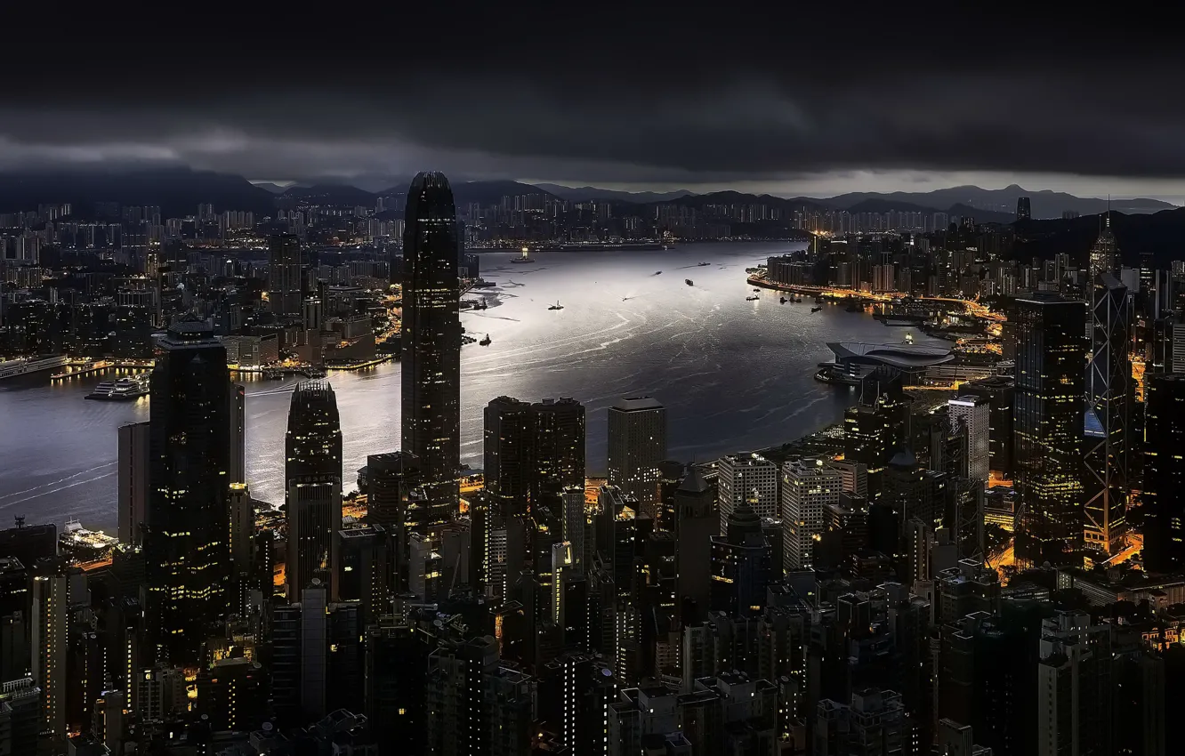 Фото обои город, Hong Kong, Central and Western