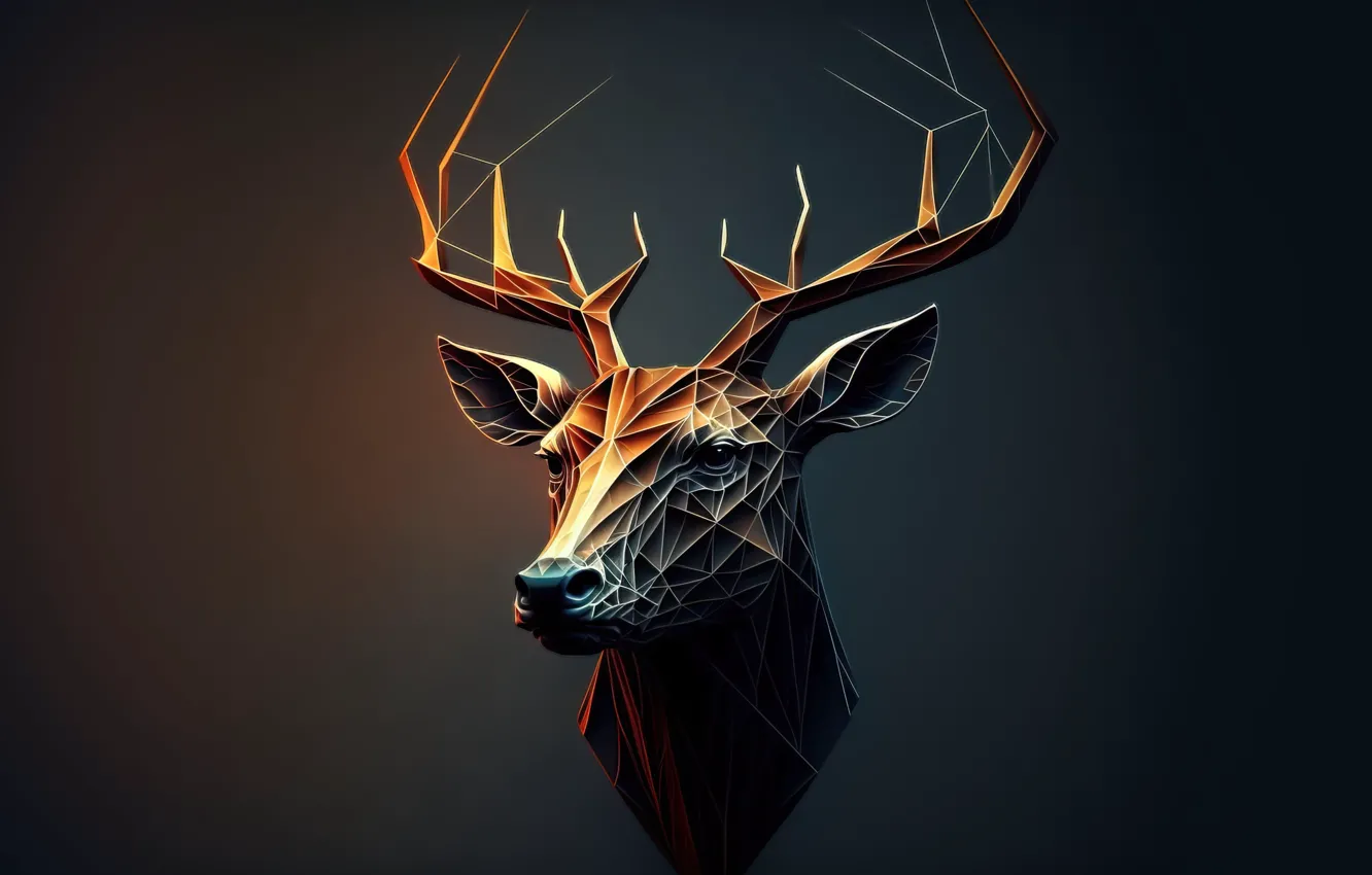 Фото обои minimalism, deer, head, ИИ арт