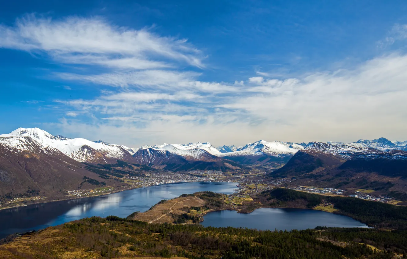 Фото обои Норвегия, Norway, фьорд, Helgehornet