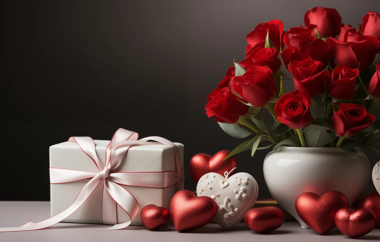 Фото обои любовь, цветы, подарок, романтика, сердце, розы, love, happy