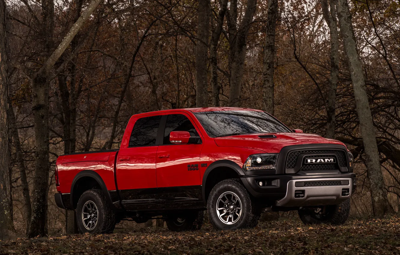 Фото обои Dodge, Red, Truck, Pickup, Rebel, RAM 1500, HEMI 5.7 Liter