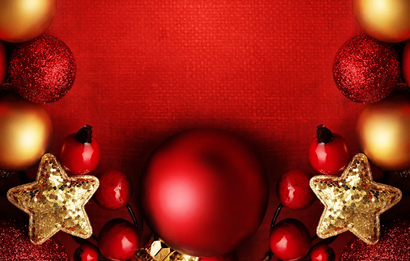 Фото обои украшения, праздник, шары, Новый Год, Рождество, red, Christmas, balls