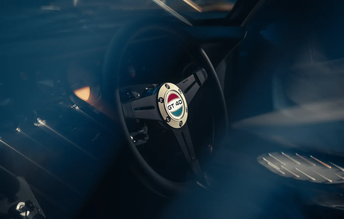 Фото обои Ford, logo, steering wheel, GT, Ruffian GT40