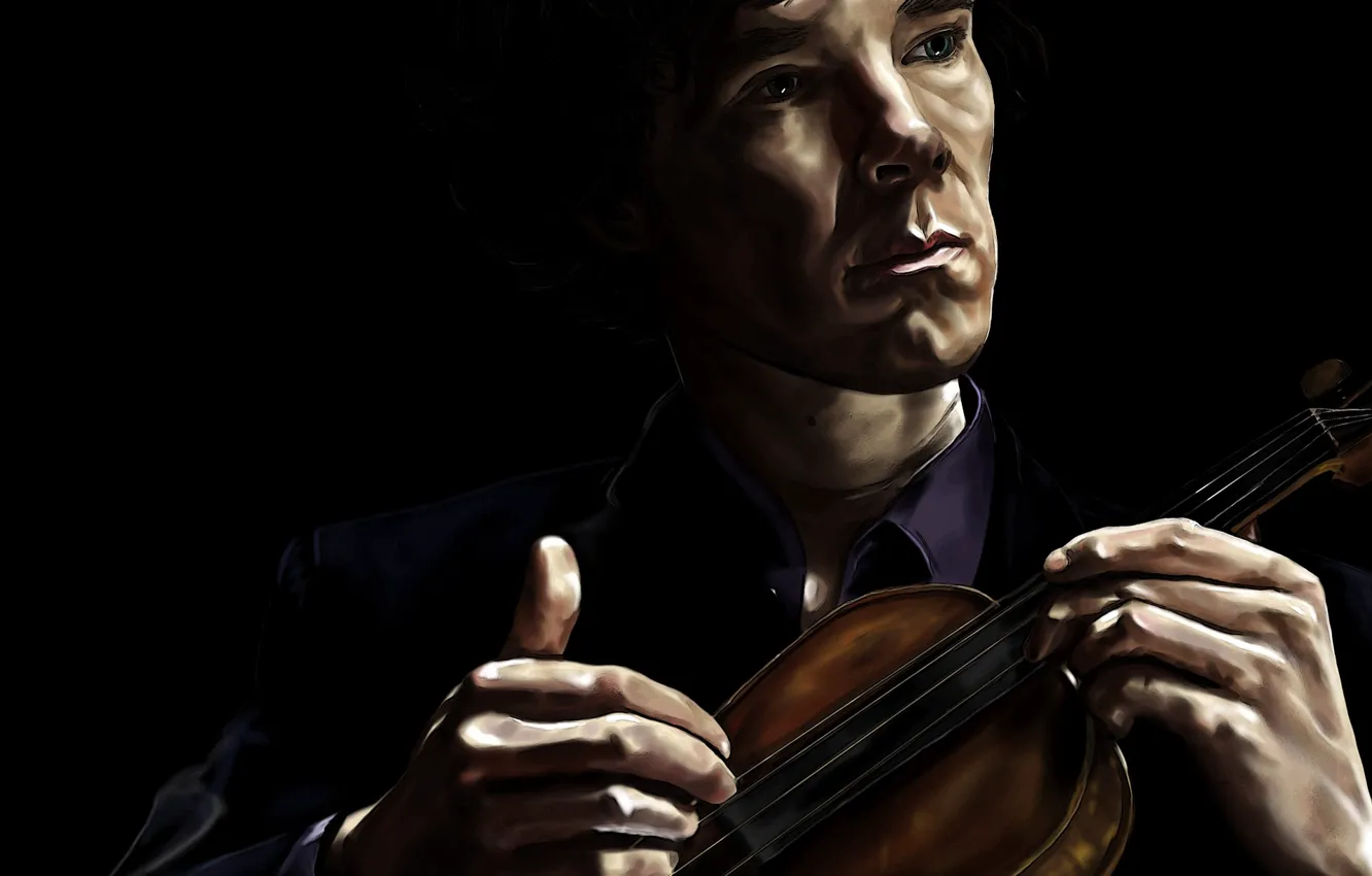 Фото обои скрипка, Бенедикт Камбербэтч, Sherlock, Sherlock BBC, Sherlock Holmes, Sherlock (сериал), by bilou020285