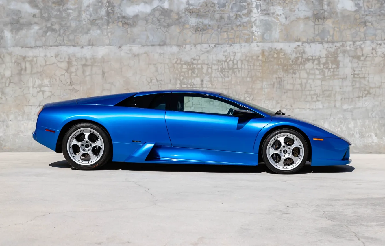 Фото обои Lamborghini, supercar, blue, Lamborghini Murcielago, Murcielago, side view