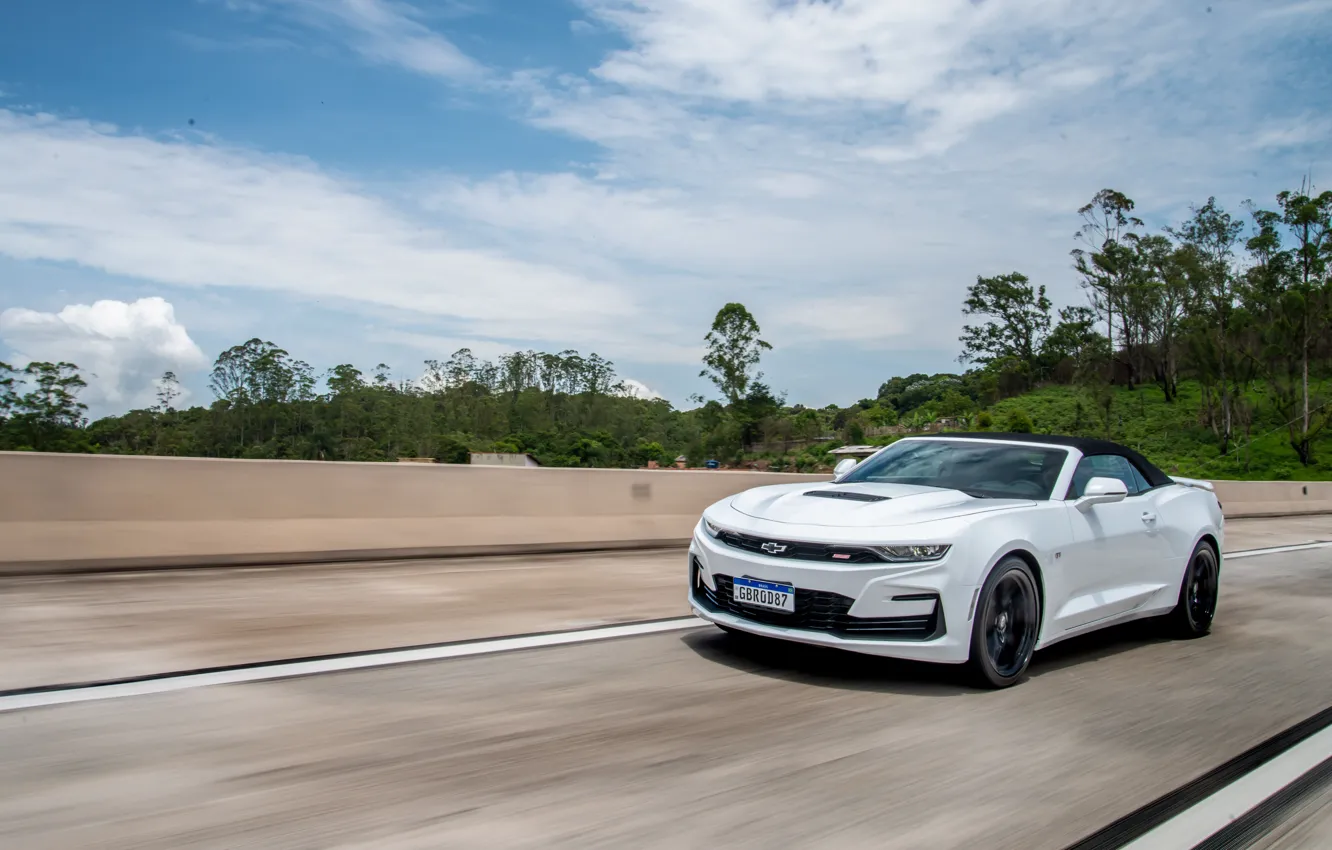 Фото обои Chevrolet, Camaro, white, muscle car, Chevrolet Camaro SS Convertible