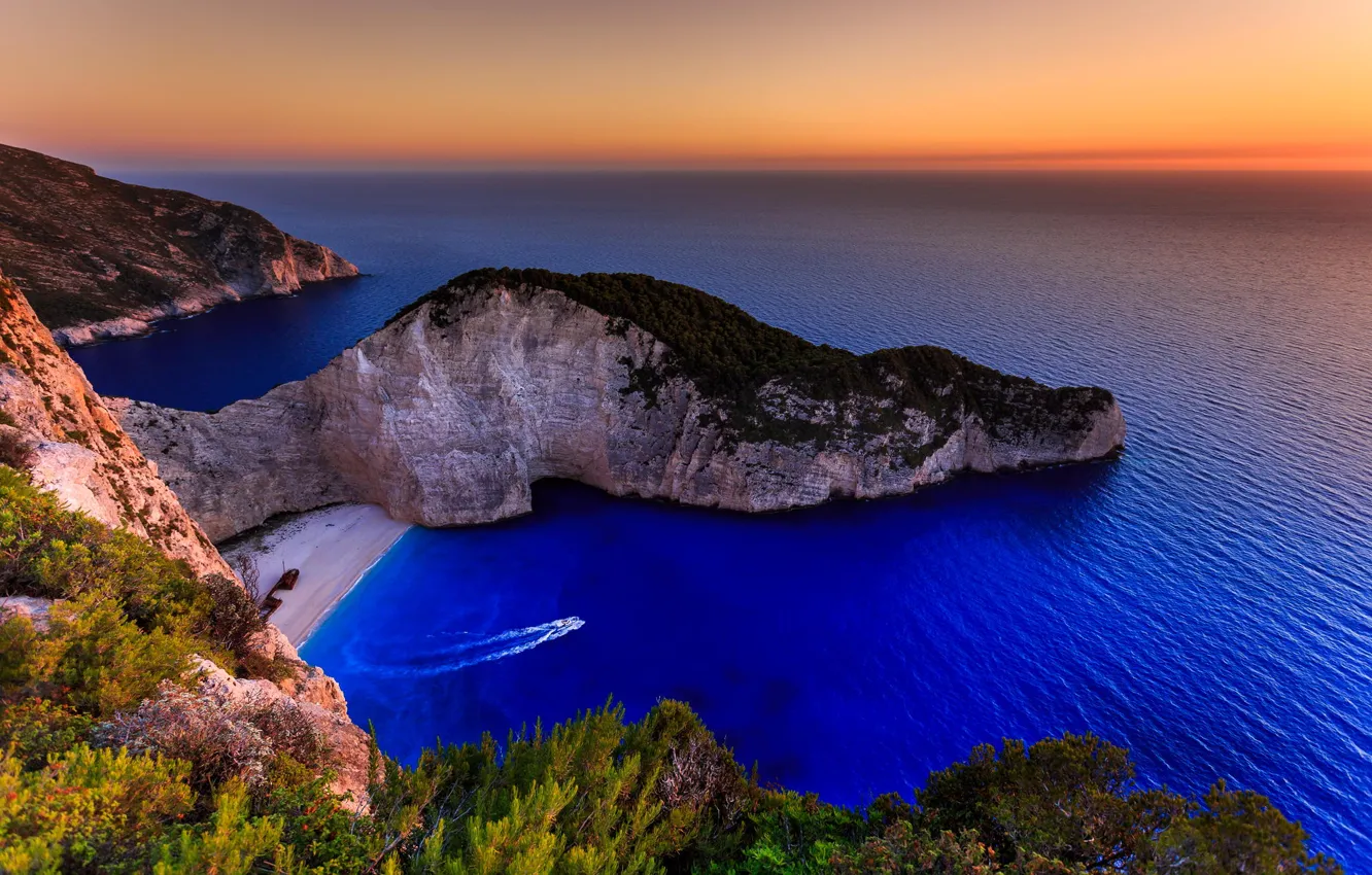 Фото обои море, пляж, остров, Greece, Ionian Islands, Navagio