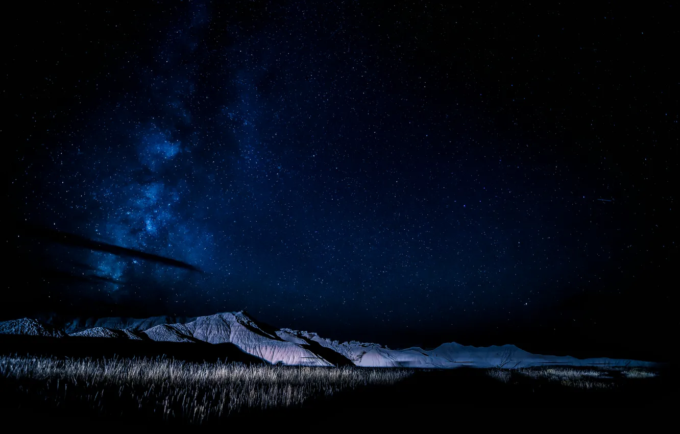 Фото обои небо, звезды, горы, ночь, млечный путь, Nebraska