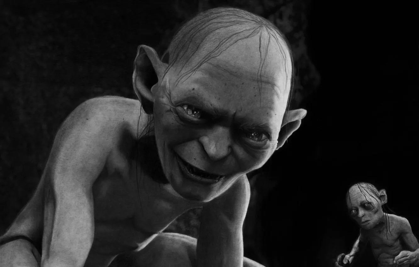 Фото обои Голлум, The Lord of the Rings, The Hobbit, Artwork, Смеагол