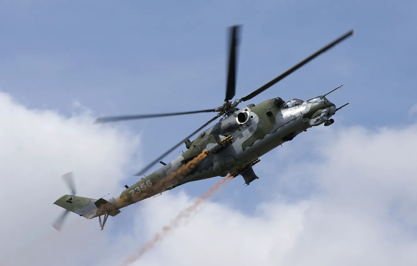 Фото обои вертолёт, транспортно-боевой, Ми-24В, Mil Mi-24V