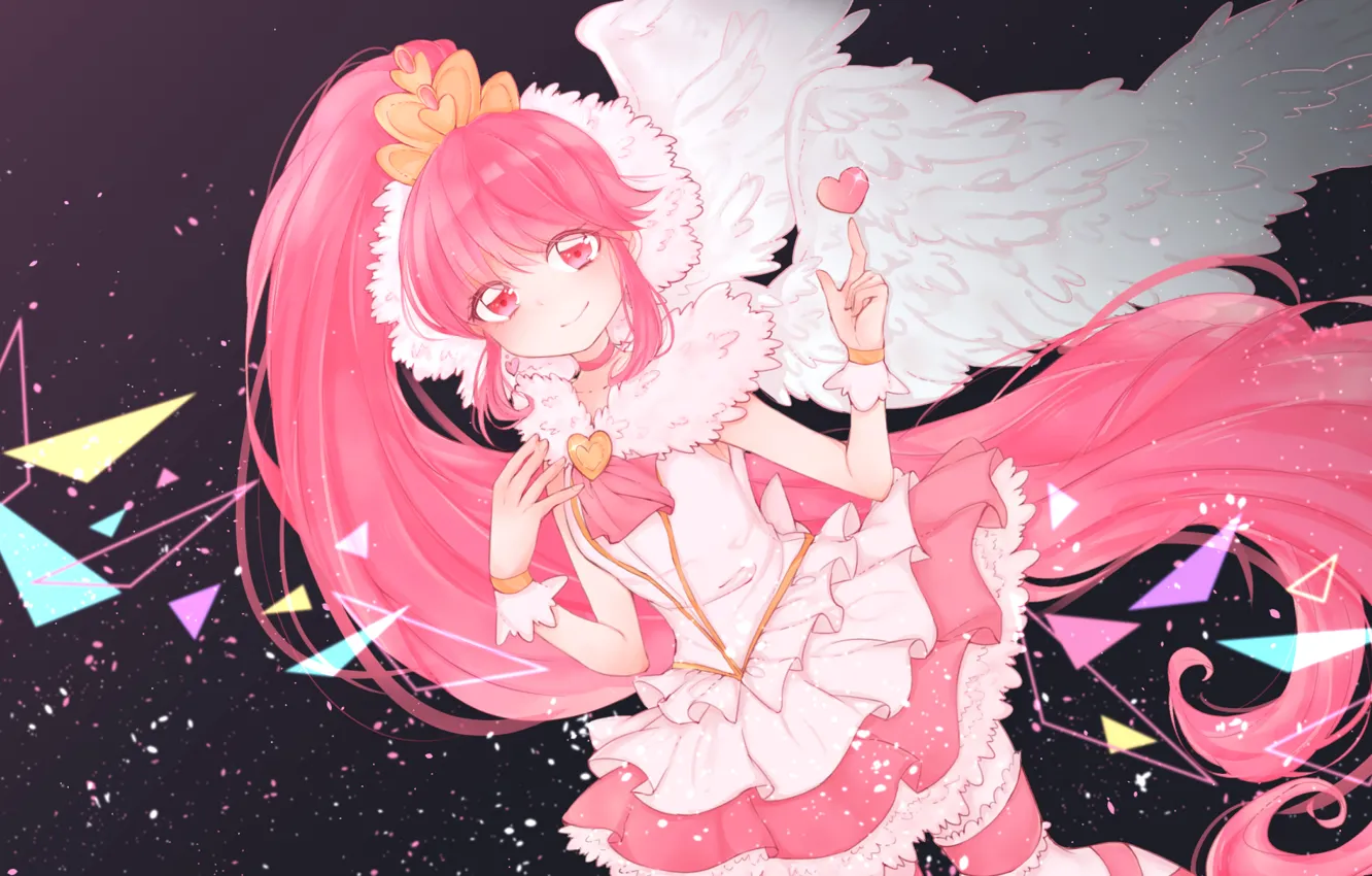Фото обои девушка, крылья, сердечки, HappinessCharge Precure!, Aino Megumi, Super Happiness Lovely
