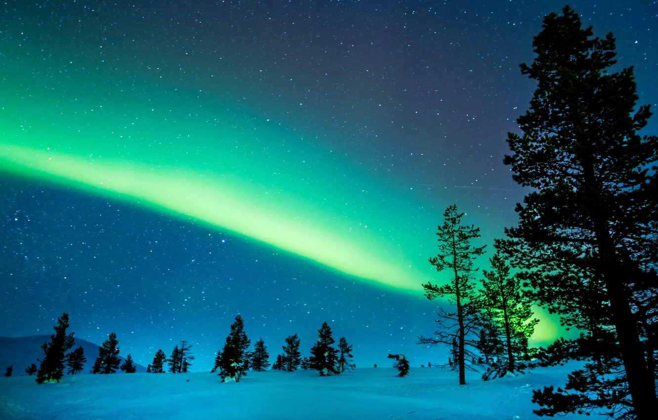 Фото обои lights, aurora, landscape, night, background, finland, borealis