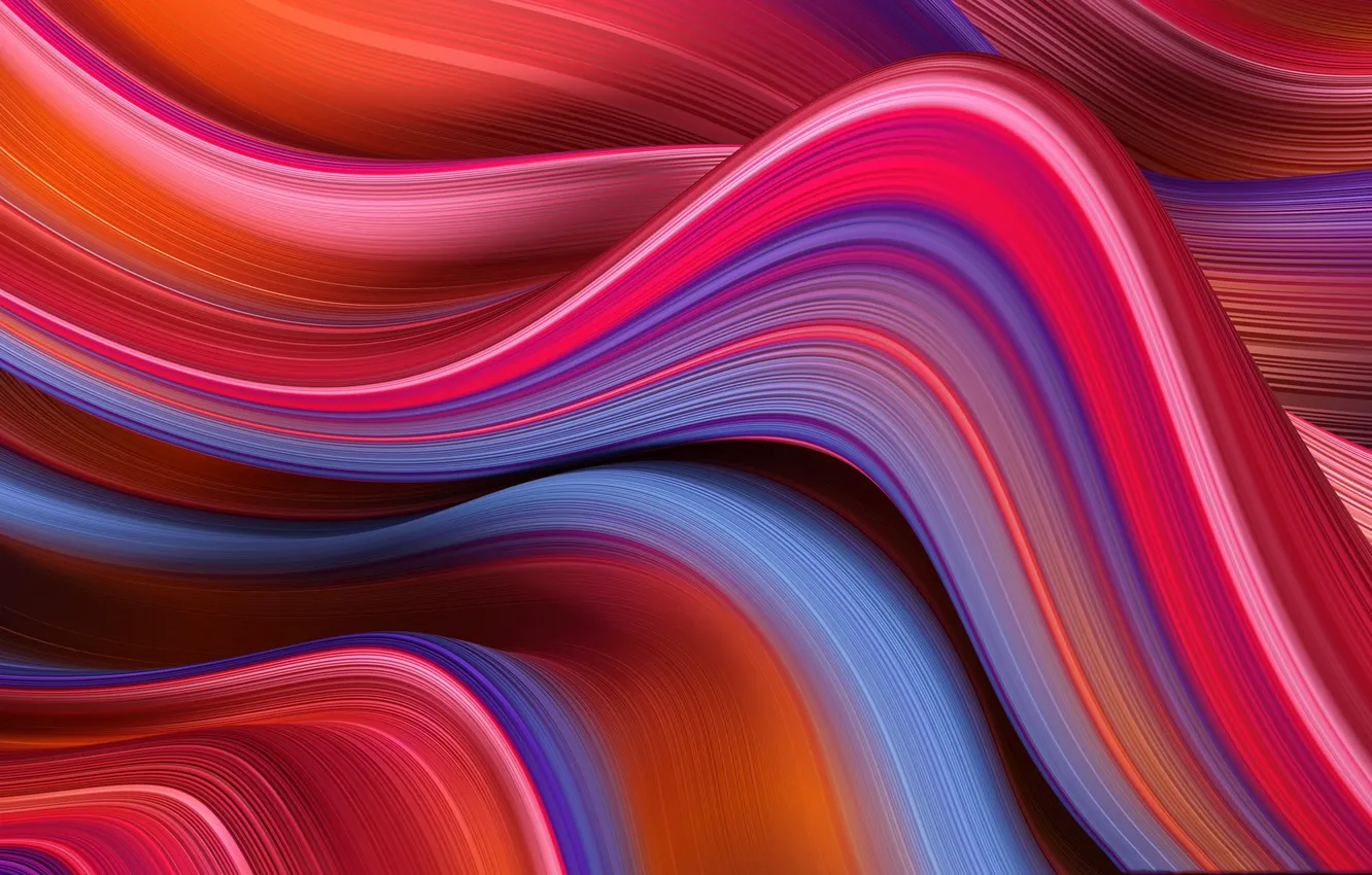 Фото обои волны, линии, узор, краски, объем