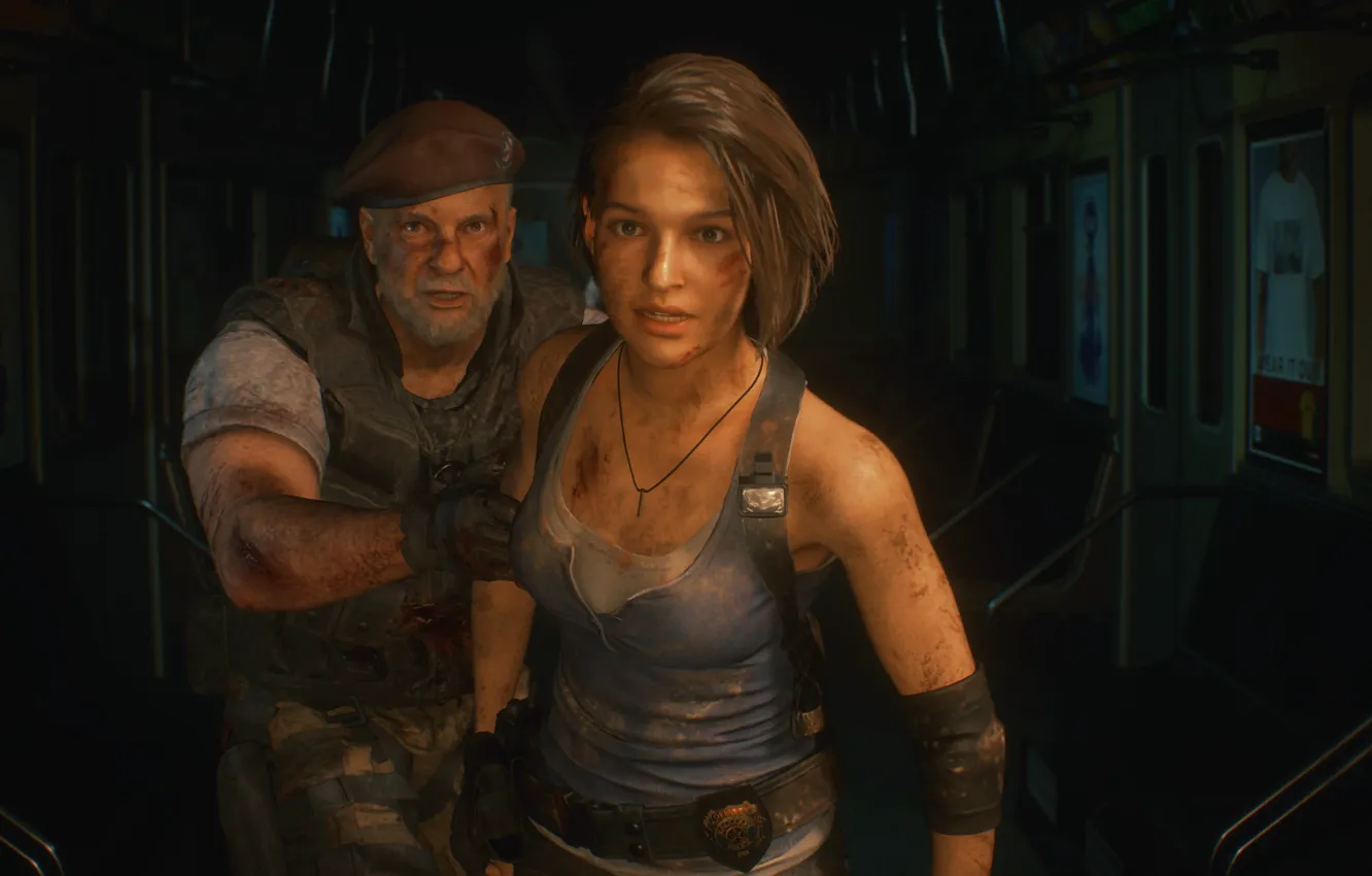 Фото обои девушка, мужчина, Обитель Зла, Resident Evil 3, Resident Evil 3 (2020)