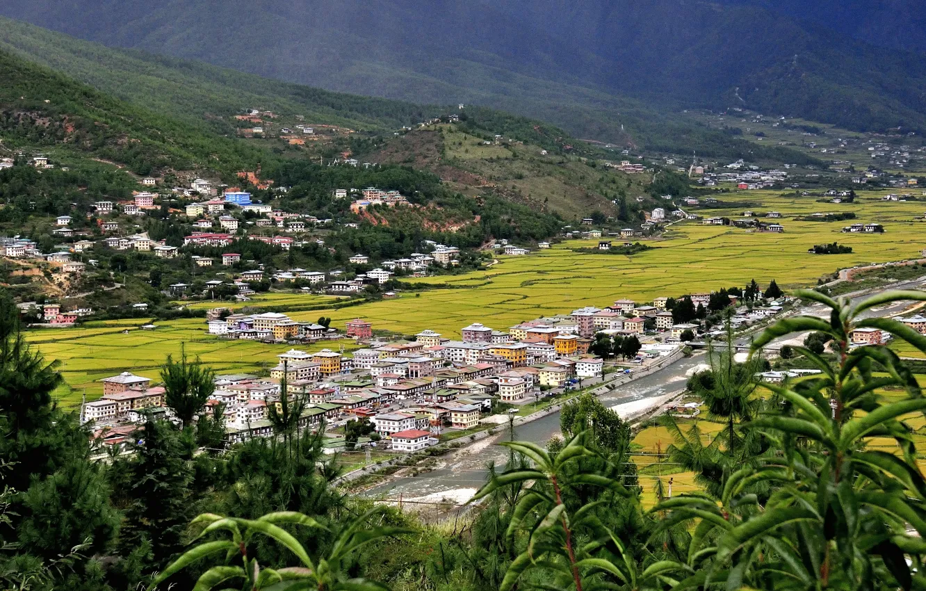 Фото обои mountain, valley, Kingdom, Himalaya, Western Bhutan, Paro
