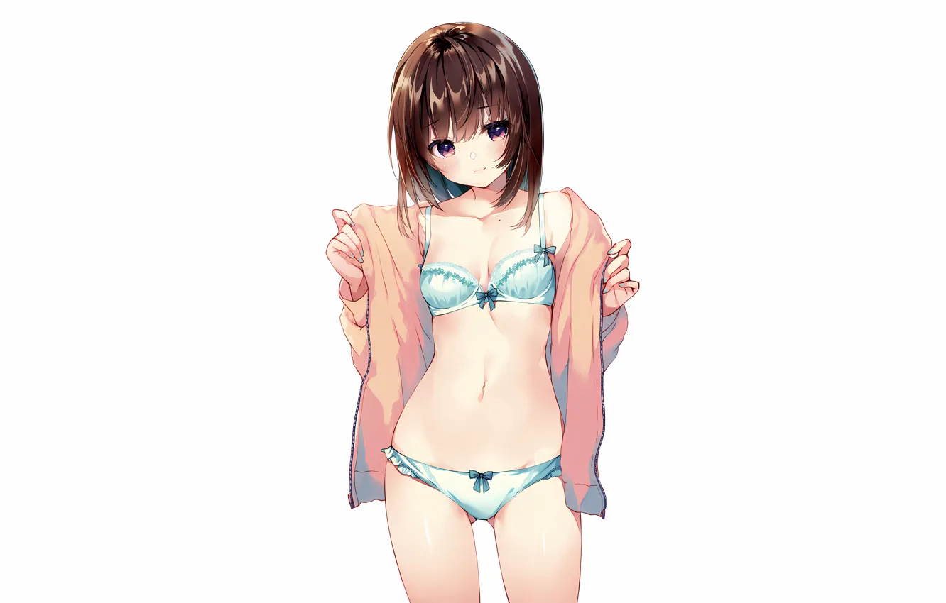 Фото обои girl, sexy, lingerie, pantsu, bra, cleavage, panties, brown hair