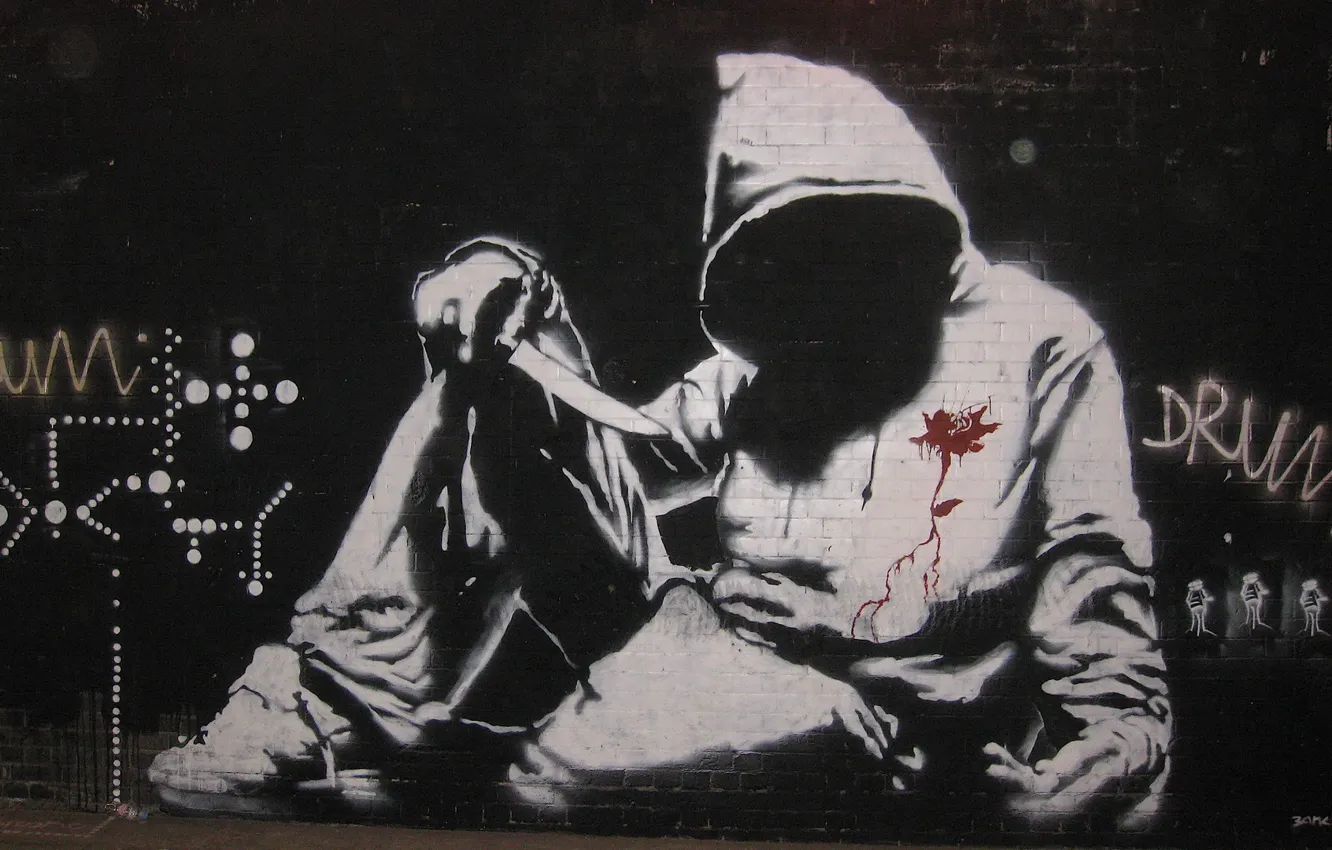 Фото обои Graffiti, Banksy, Hoodie