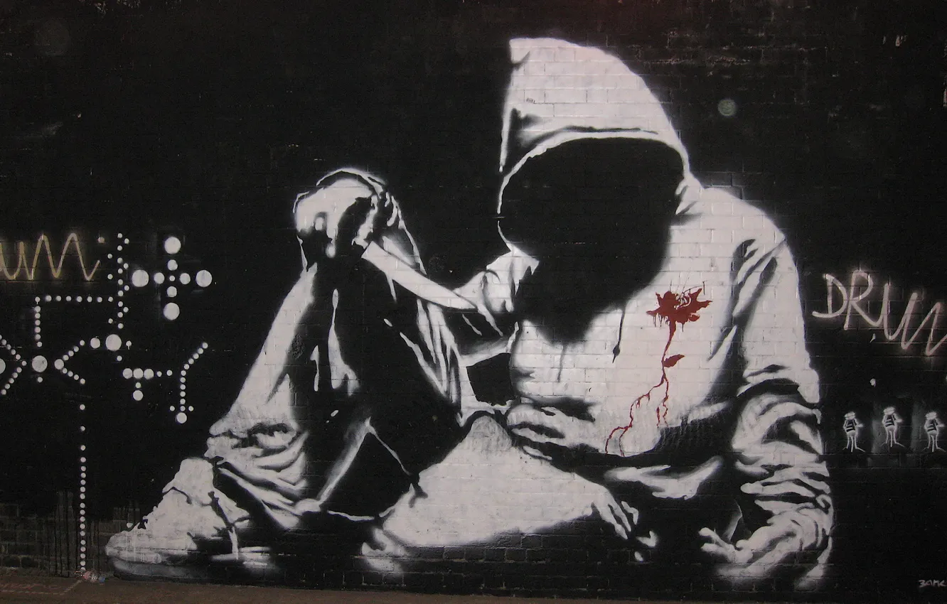 Фото обои graffiti, Banksy, Hoodie