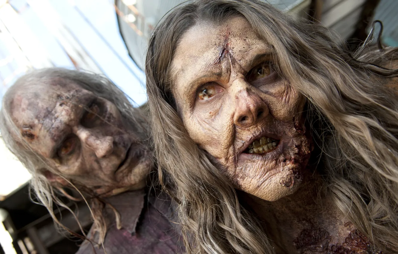 Фото обои zombies, woman, man, the walking dead