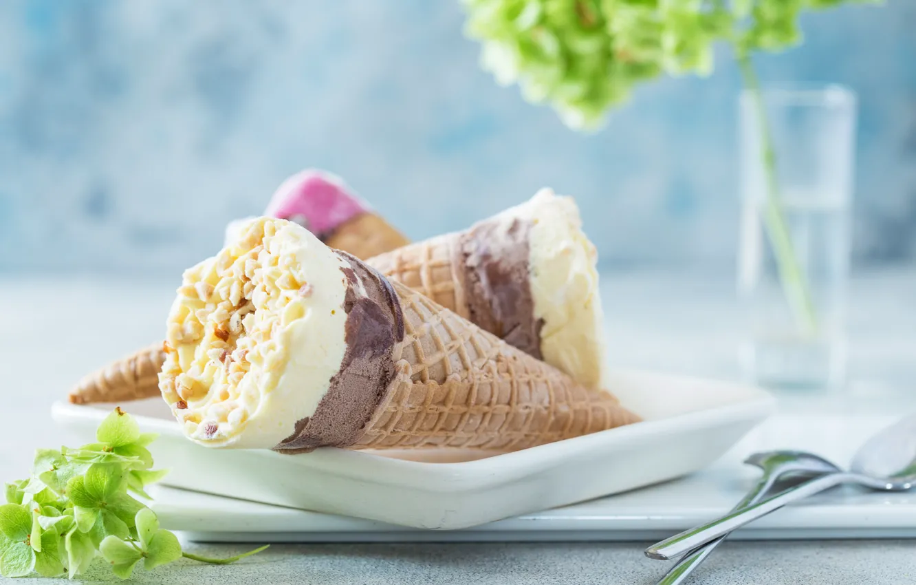 Фото обои мороженое, рожок, десерт, ванильное, вафельный, Sokor