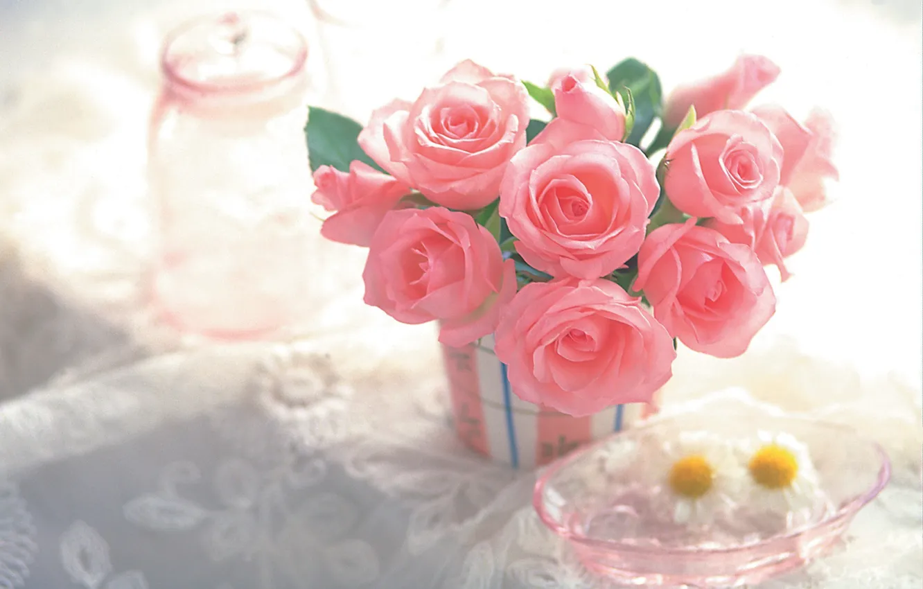 Фото обои украшения, цветы, розы, розовые, rose, pink, flowers, decorations