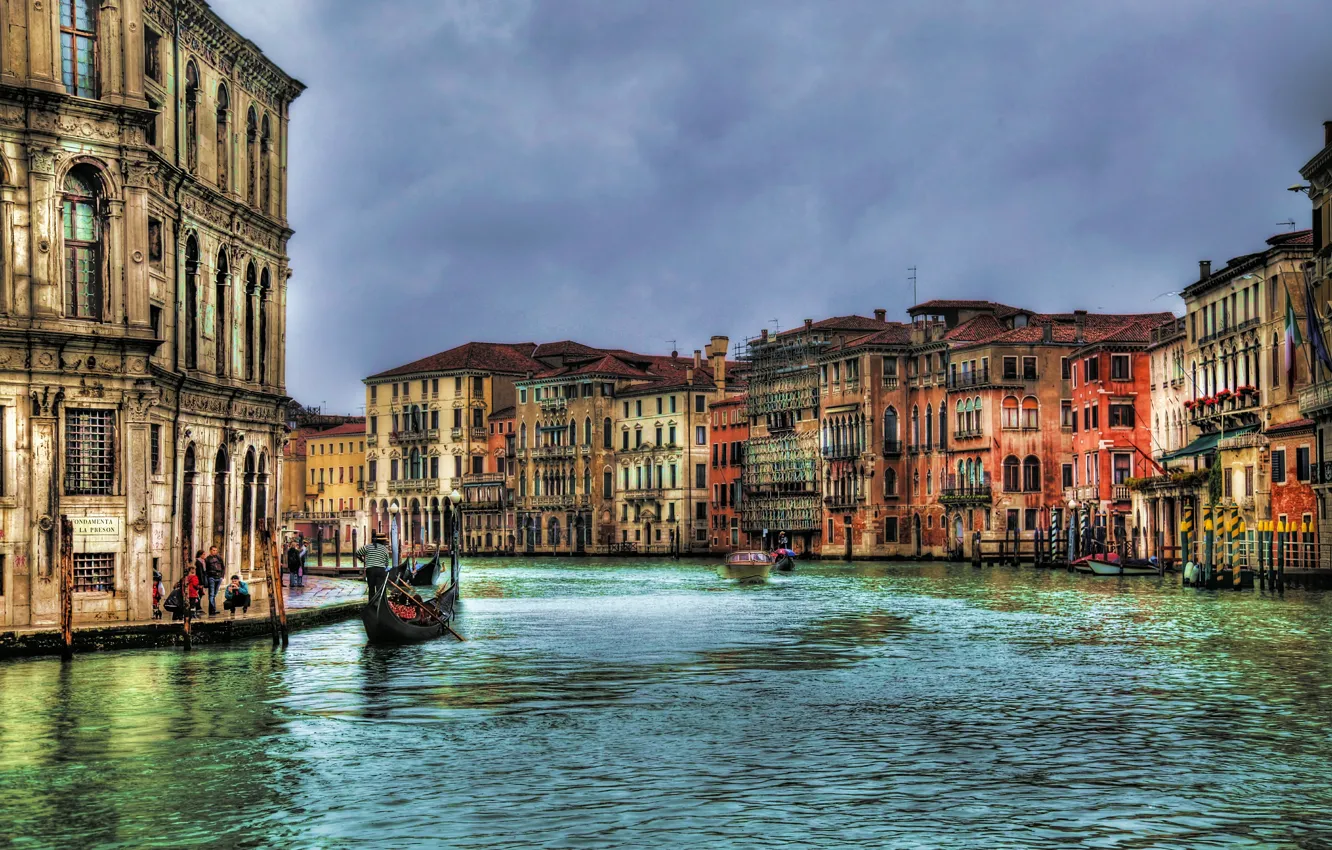 Фото обои здания, дома, Италия, Венеция, канал, Italy, гондола, Venice