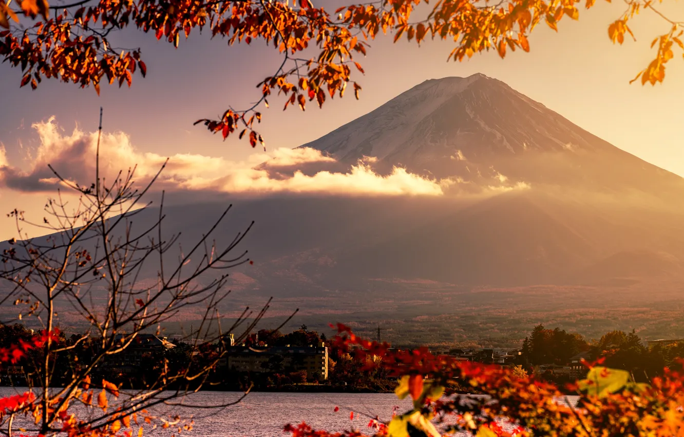 Фото обои осень, небо, листья, colorful, Япония, Japan, red, клен