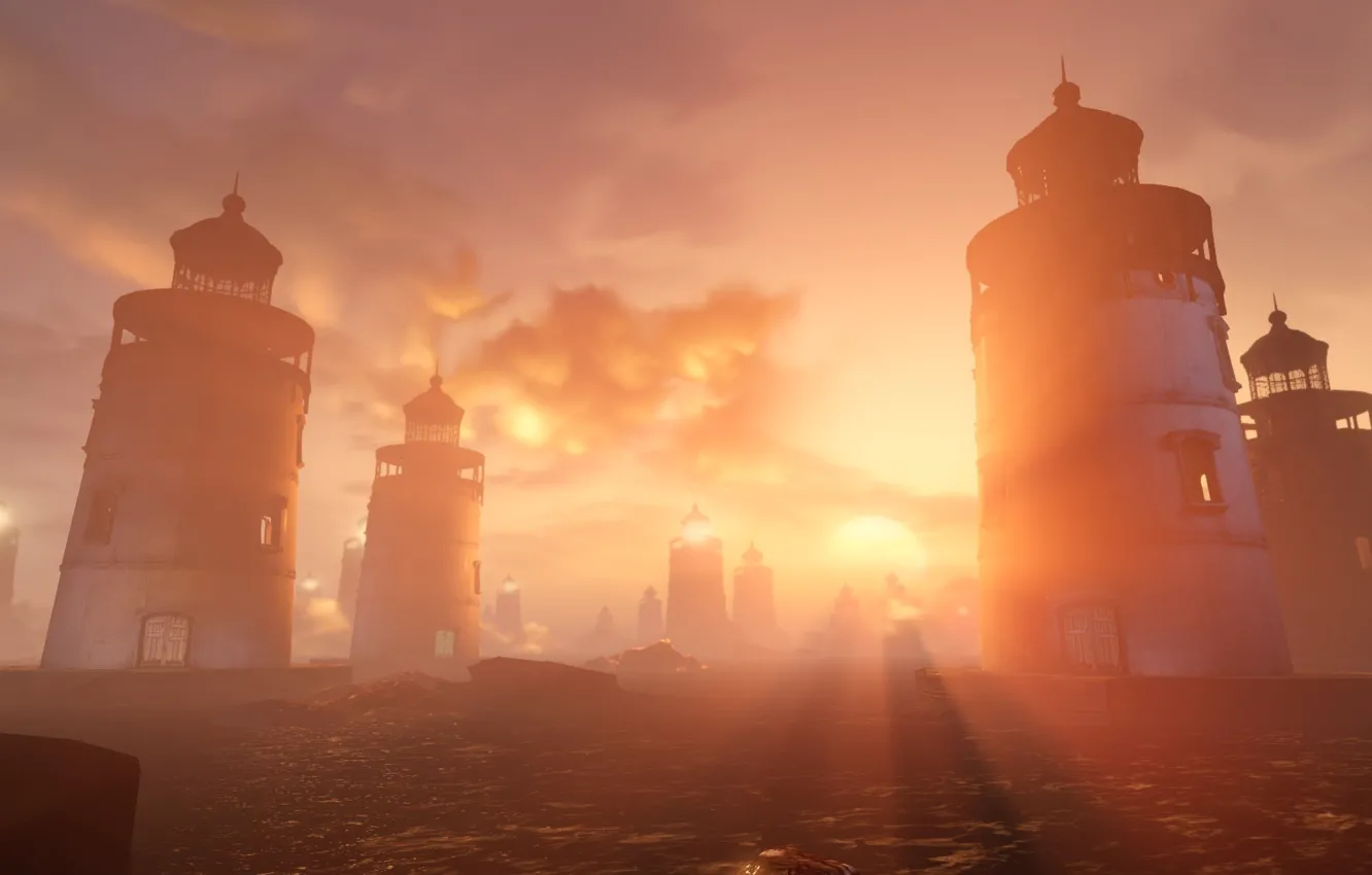 Фото обои BioShock, Sunset, lighthouse, BioShock Infinite
