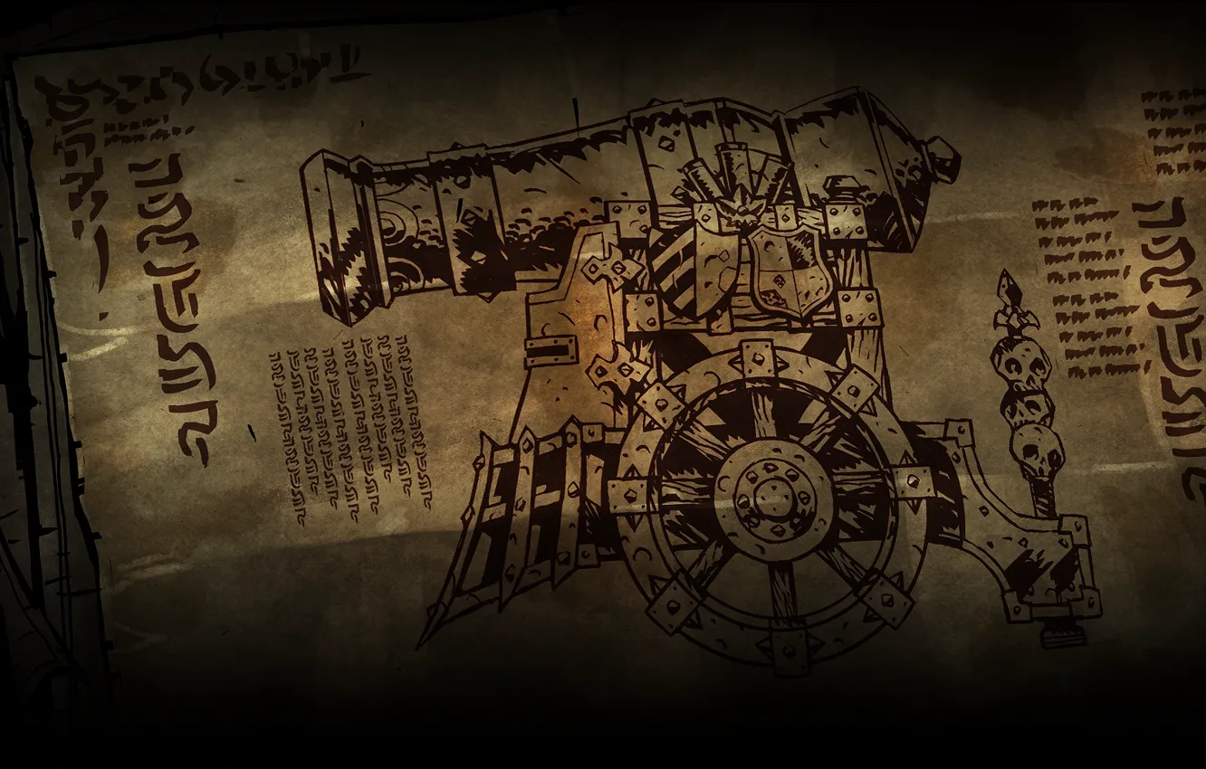 Фото обои metal, drawing, 8 pound cannon, Darkest dungeon