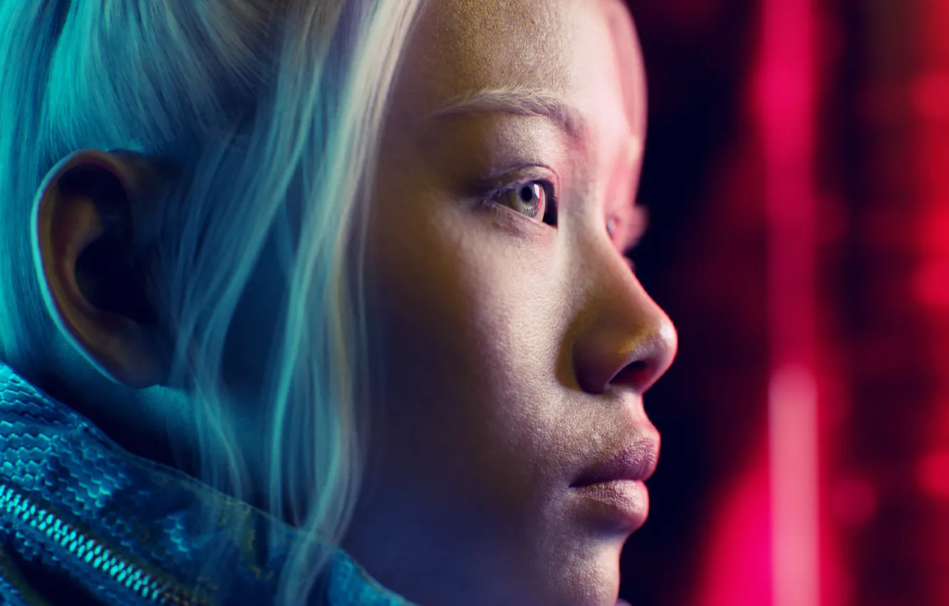 Фото обои Girl, Asian, Blonde, Cyberpunk