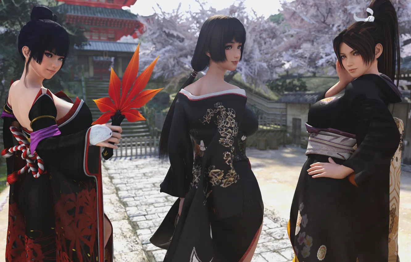 Фото обои Japan, Sakura, Asian, DOA, spring, Game, Mai Shiranui, Dead or Alive