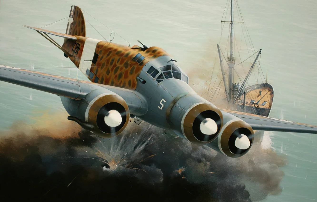 Фото обои bomber, art, airplane, aviation, ww2, Savoia-Marchetti SM.79