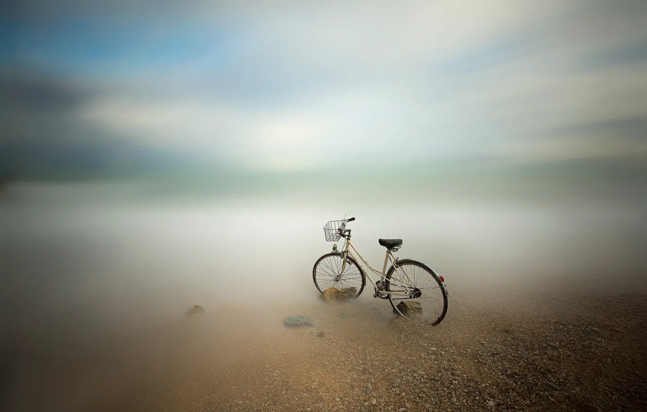 Фото обои море, велосипед, размытость