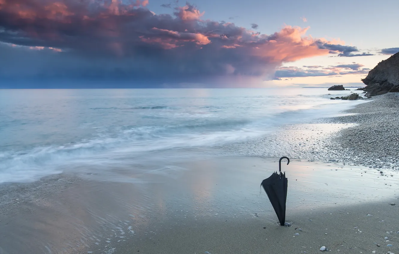 Фото обои море, пейзаж, зонт