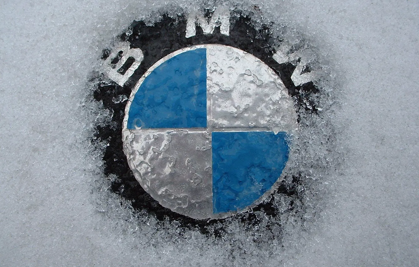 Фото обои снег, значок, BMW