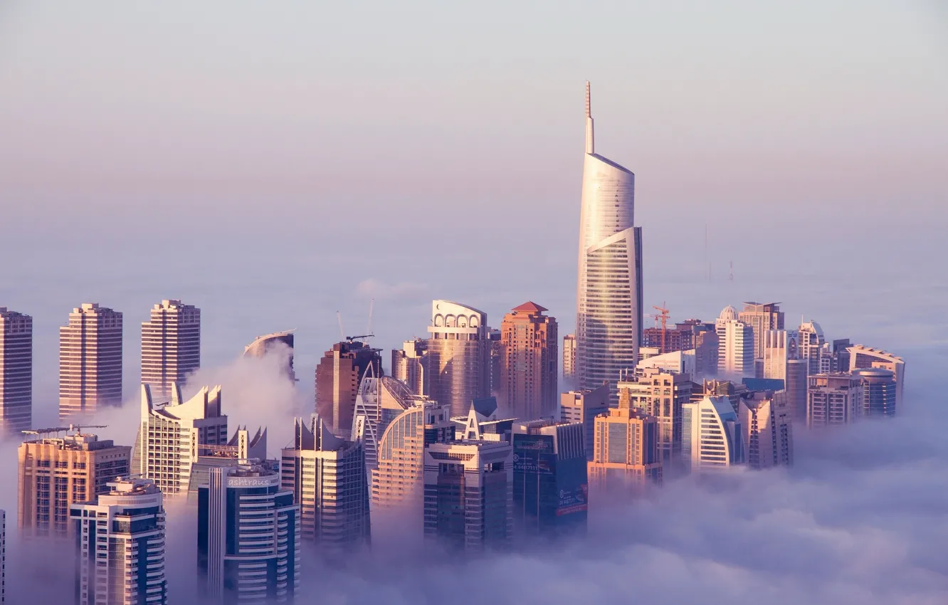 Фото обои облака, здания, Дубай, Dubai, небоскрёбы, ОАЭ, UAE, Джумейра Лэйкс Тауэрс