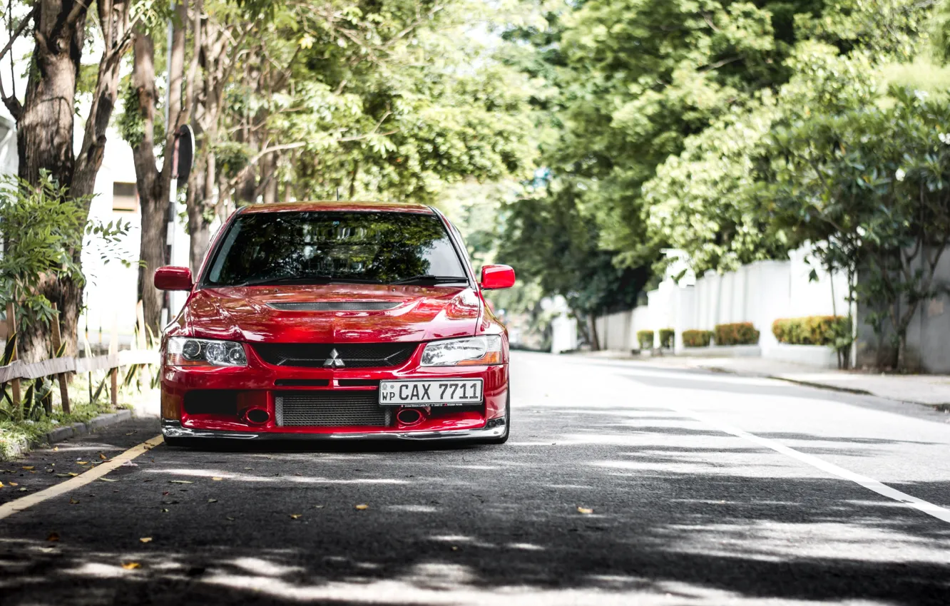 Фото обои Red, Shadow, Road, Lancer Evolution IX