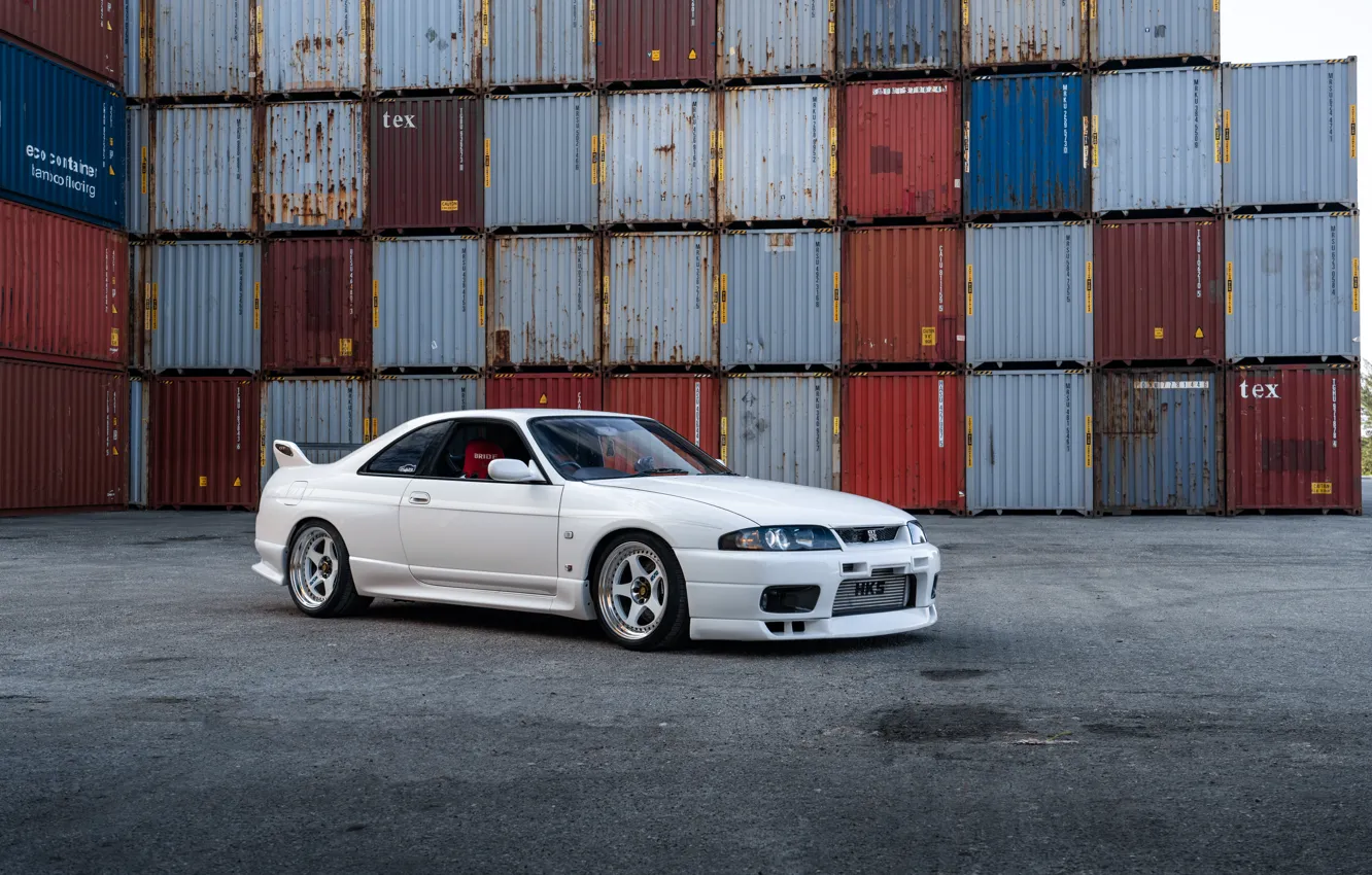 Фото обои Nissan, White, Skyline, Nissan Skyline, R33, Skyline R33