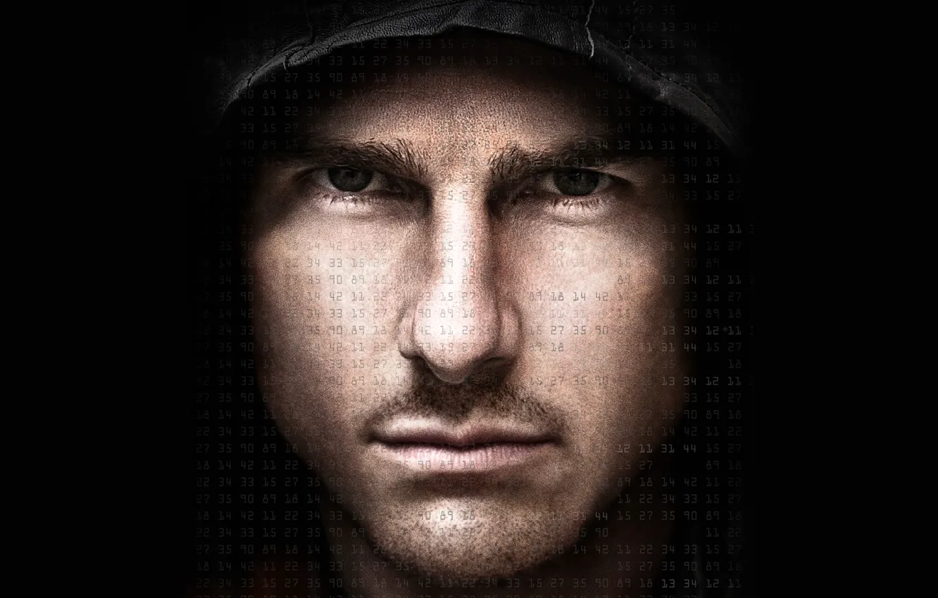 Фото обои лицо, кино, цифры, капюшон, актер, числа, tom cruise