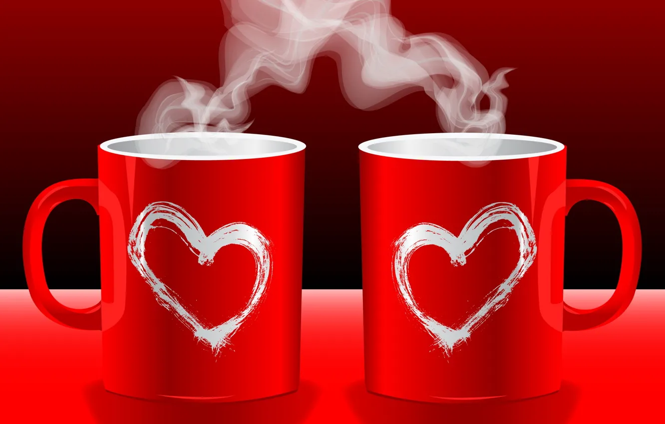Фото обои любовь, красный, фон, обои, чай, настроения, кофе, горячий