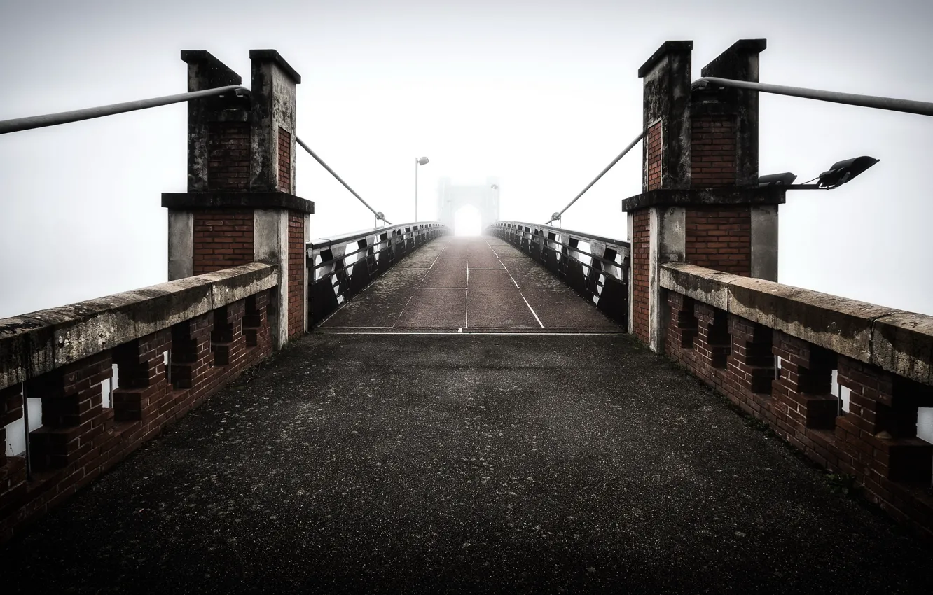 Фото обои мост, туман, France, Trévoux - Ain