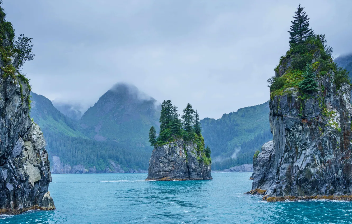 Фото обои Аляска, США, Kenai Fjords National Park, Cove of Spires